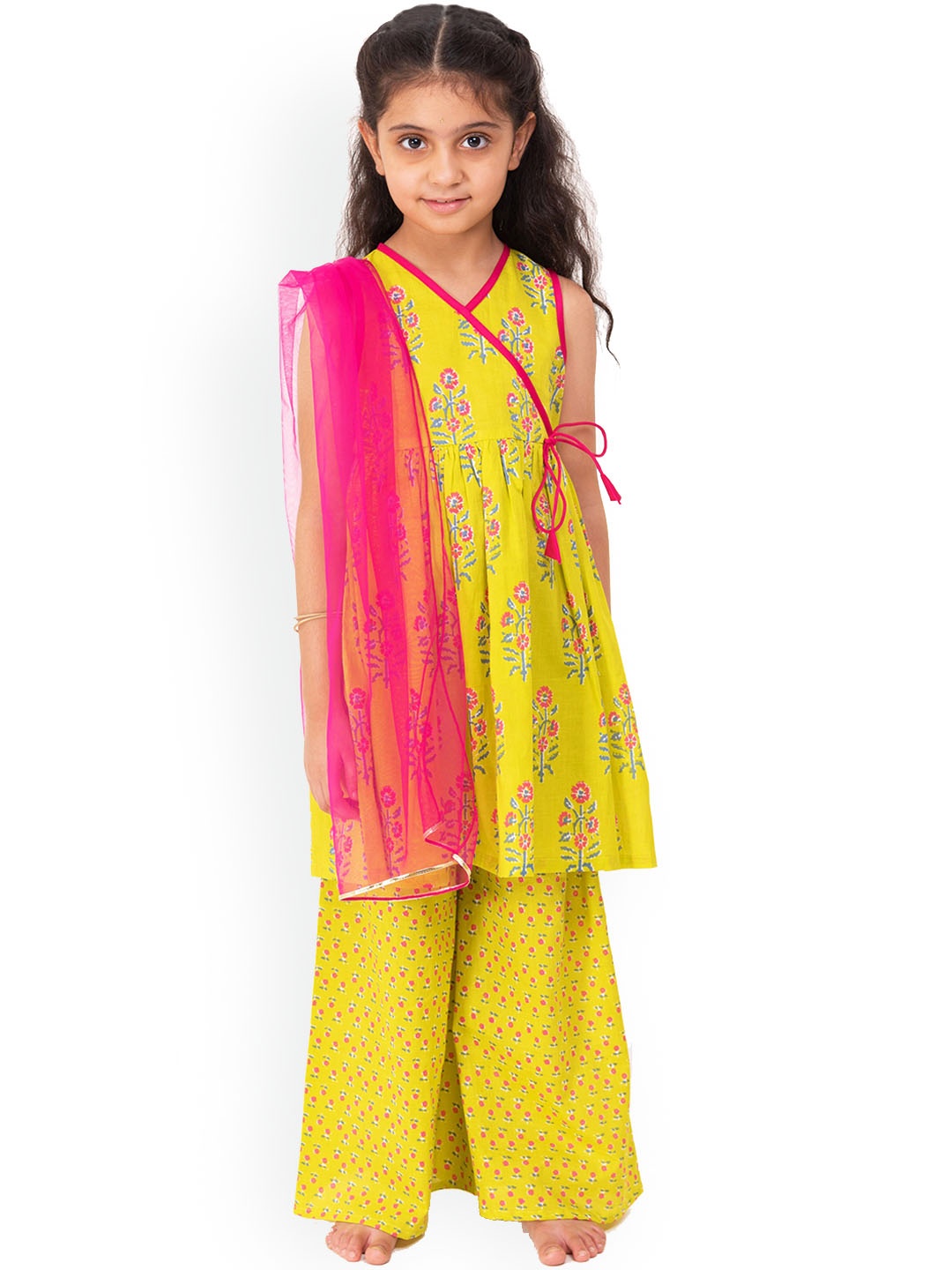 

Campana Printed A-Line Kurta & Palazzo With Dupatta, Lime green