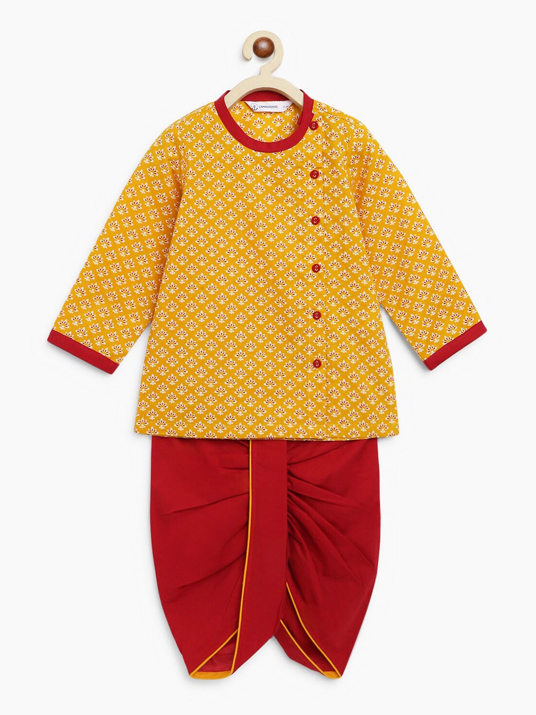 

Campana Infants Boys Floral Print Kurta With Dhoti Pants, Yellow