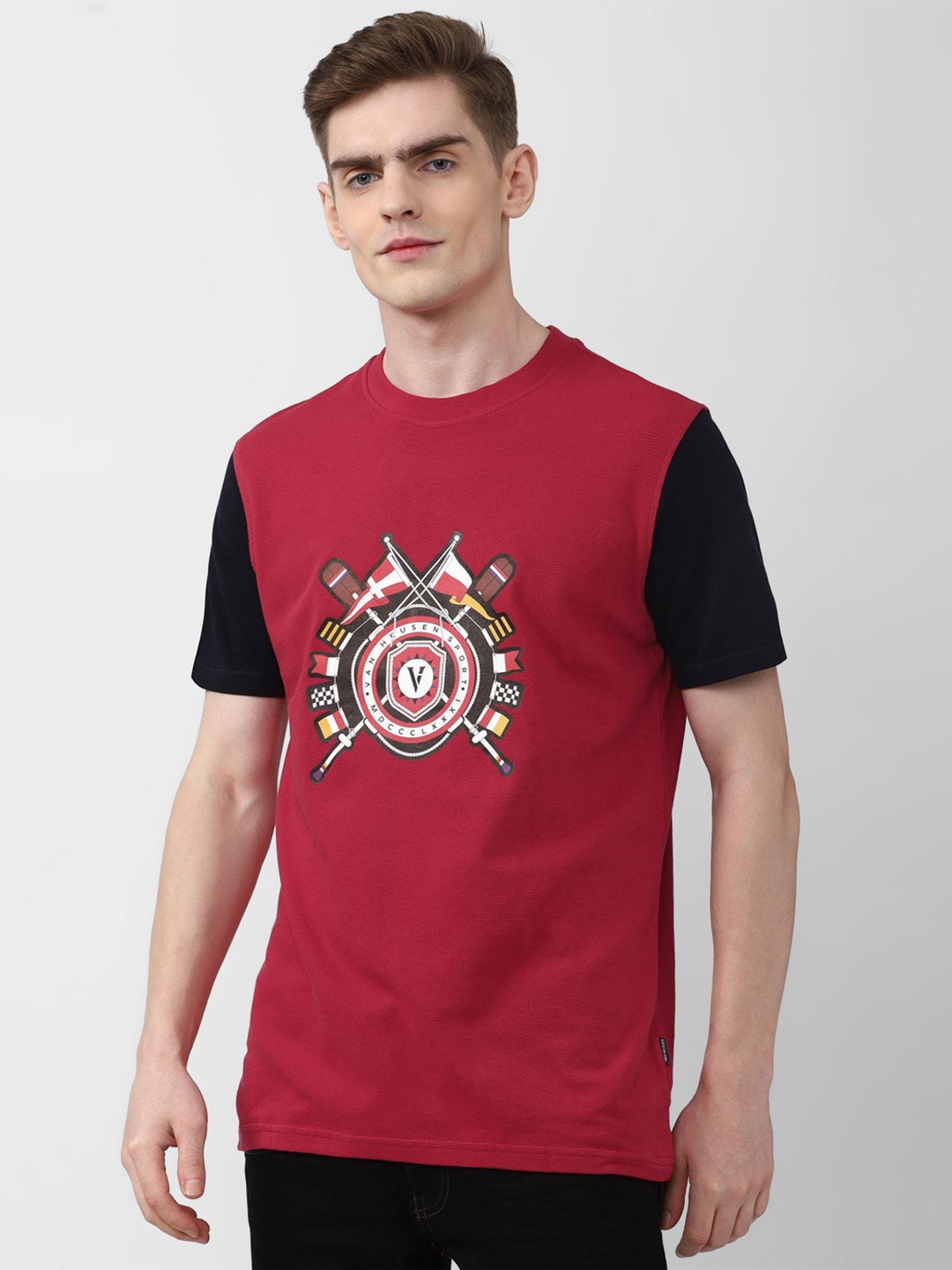 

Van Heusen Sport Graphic Printed Pure Cotton T-shirt, Red