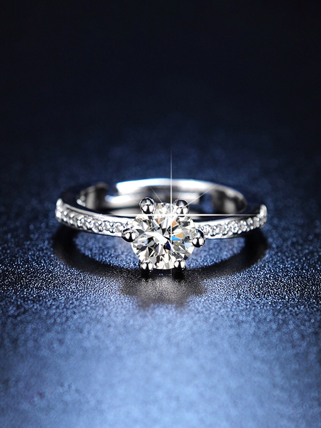 

Designs & You Silver-Plated AD Studded Adjustable Finger Ring