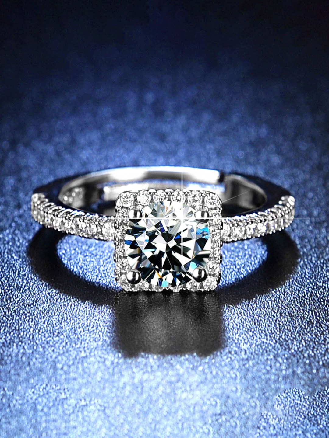 

Designs & You Silver-Plated Crystal Studded Adjustable Finger Ring