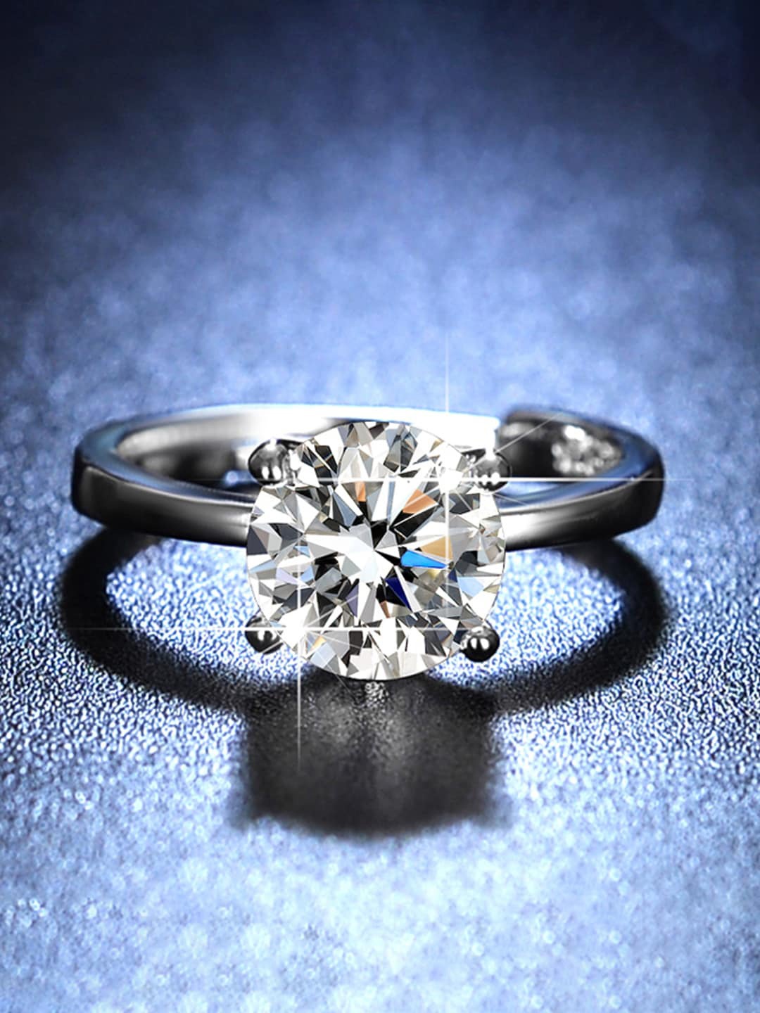 

Designs & You Silver-Plated Crystal Studded Adjustable Finger Ring