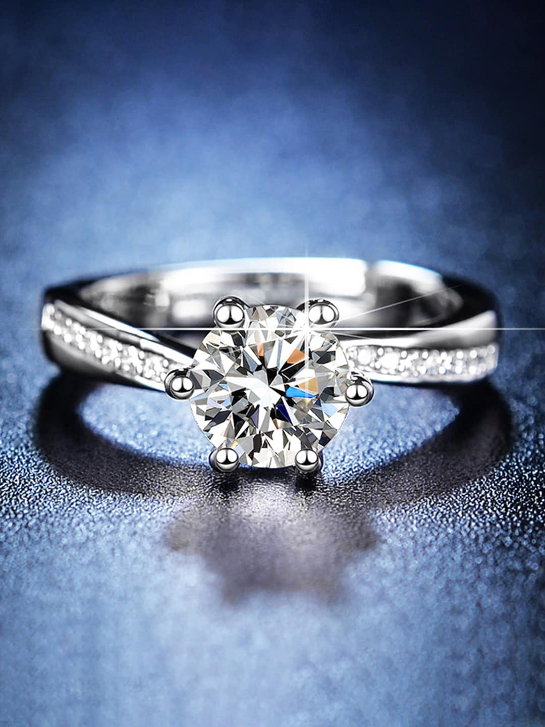 

Designs & You Silver-Plated American Diamond Studded Adjustable Finger Ring