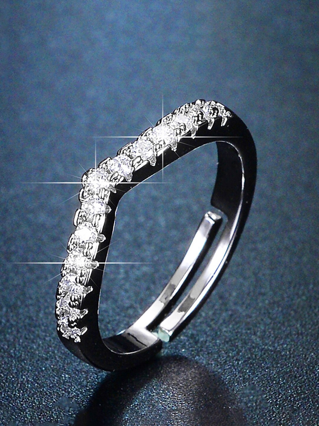 

Designs & You Silver-Plated AD Studded Adjustable Finger Ring