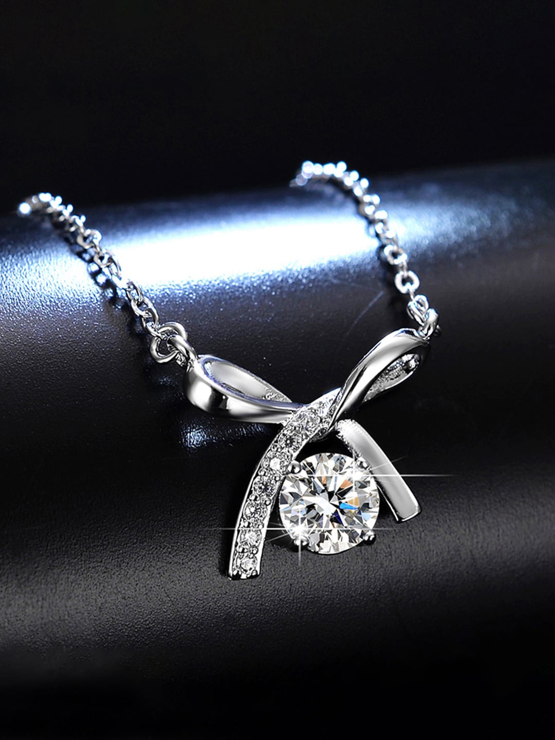 

Designs & You Silver-Plated CZ Stone-Studded Pendant