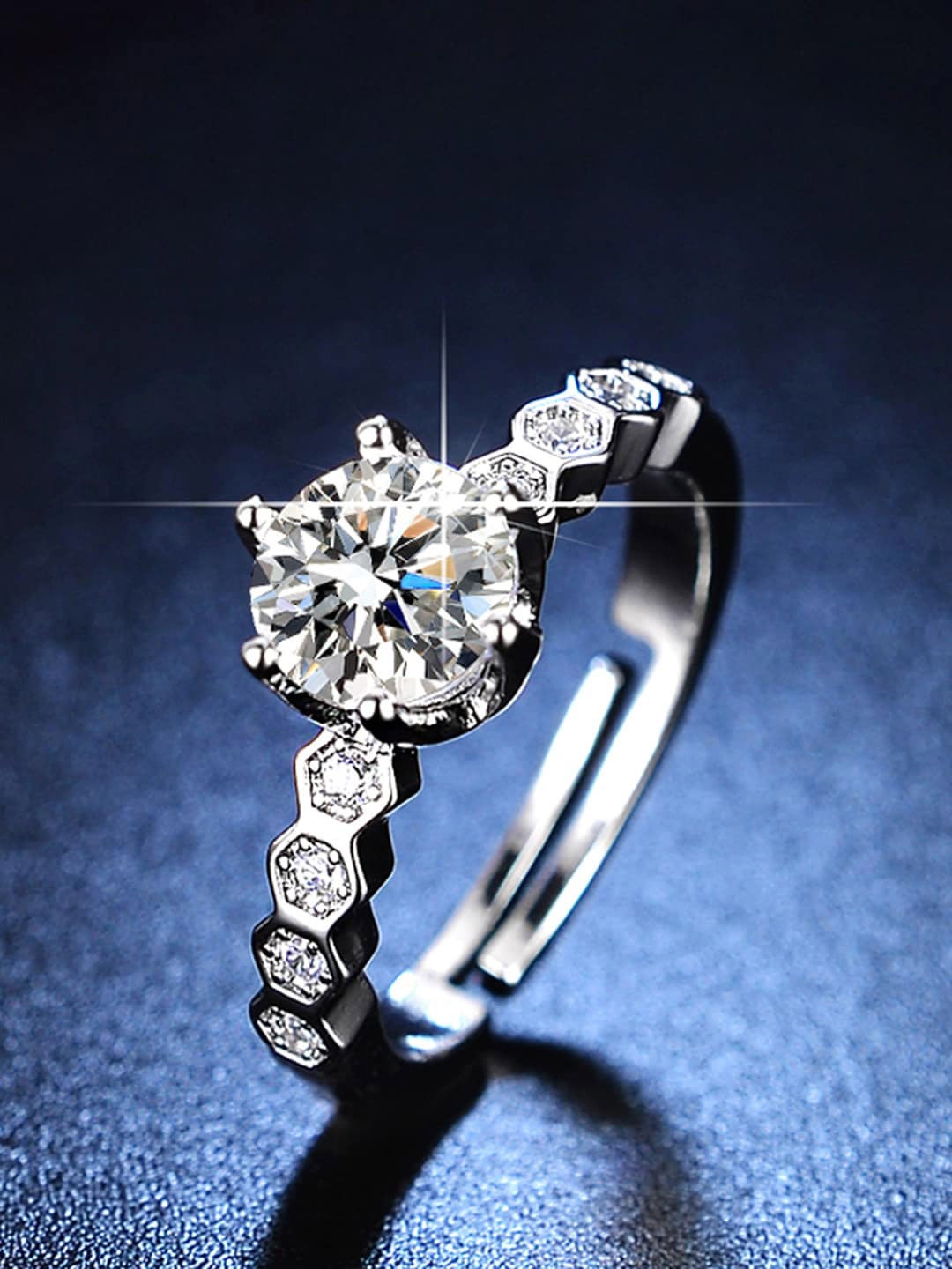 

Designs & You Silver-Plated AD Studded Adjustable Finger Ring