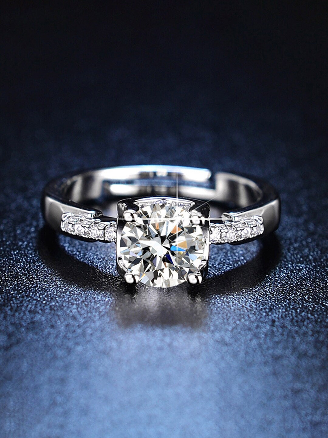 

Designs & You Silver-Plated AD Studded Adjustable Finger Ring