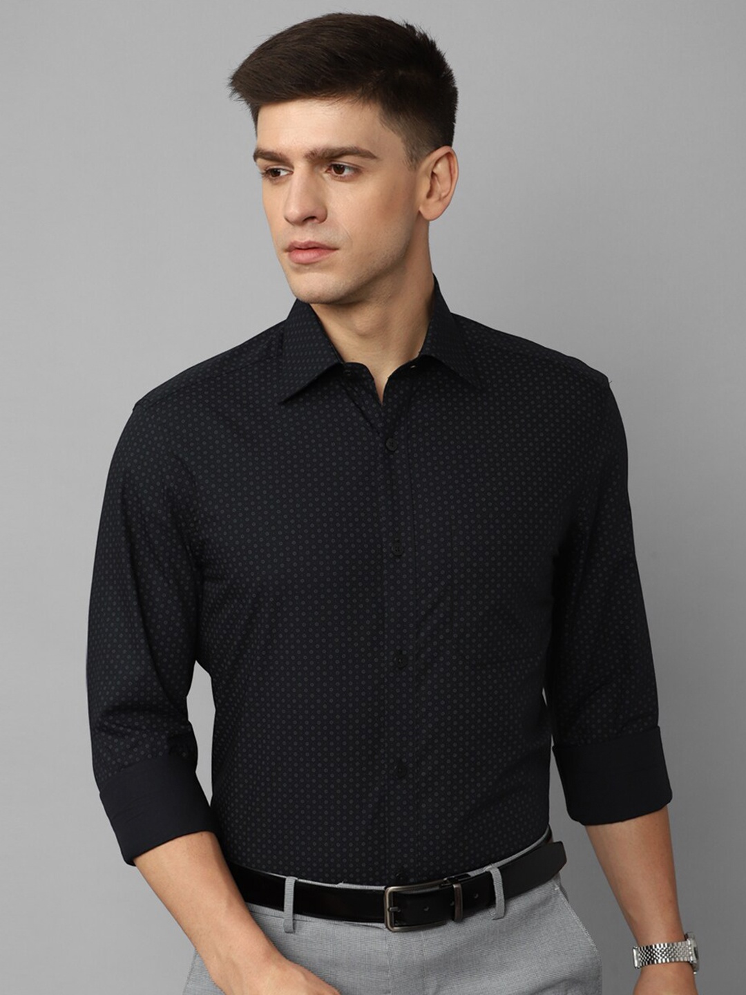 

Louis Philippe Printed Pure Cotton Formal Shirt, Black