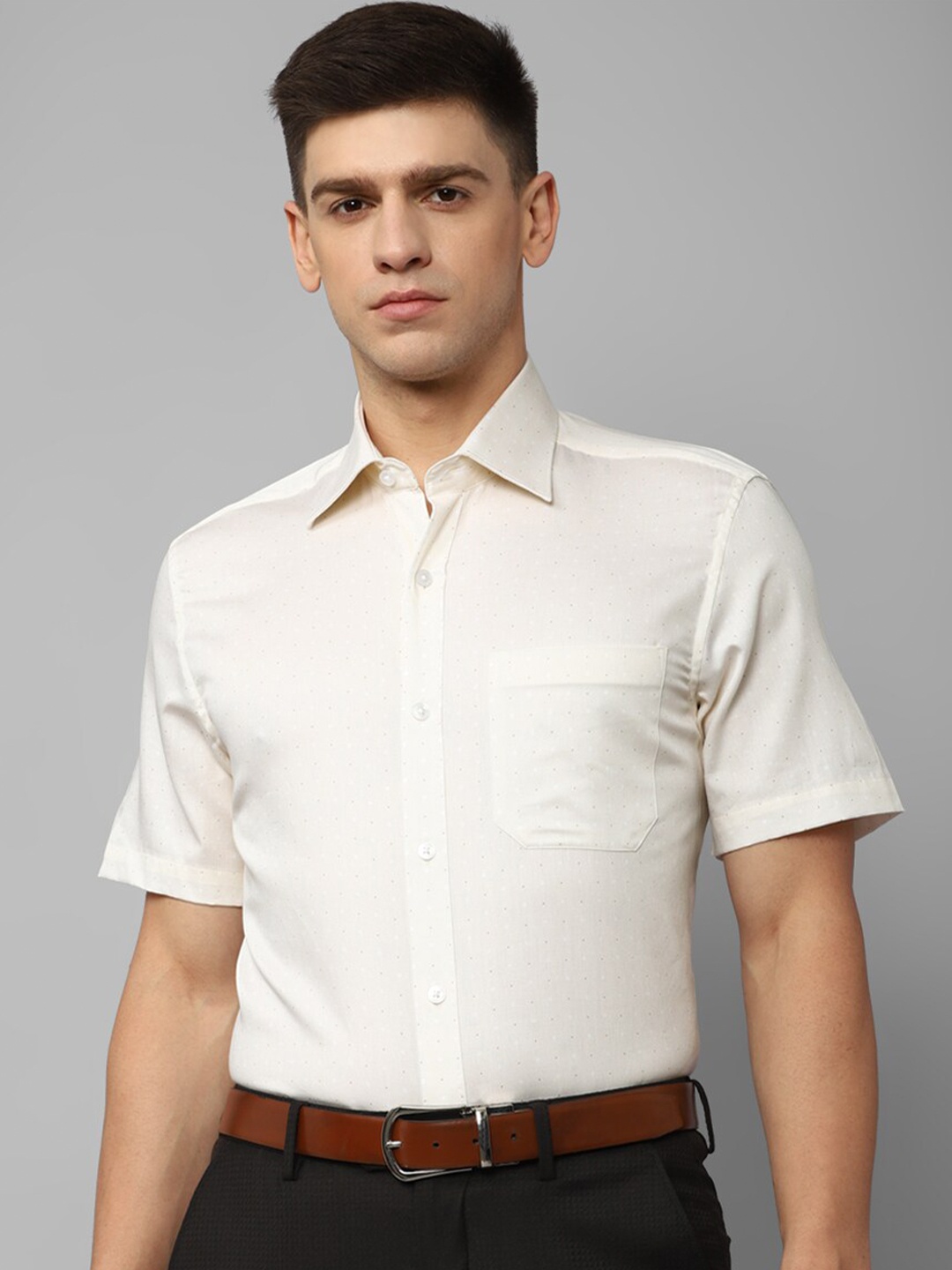 

Louis Philippe Printed Pure Cotton Formal Shirt, Cream