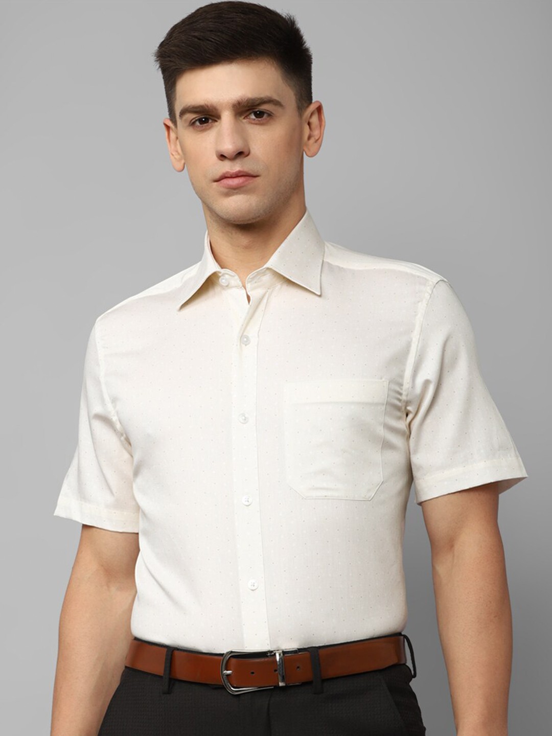 

Louis Philippe Printed Pure Cotton Formal Shirt, Cream