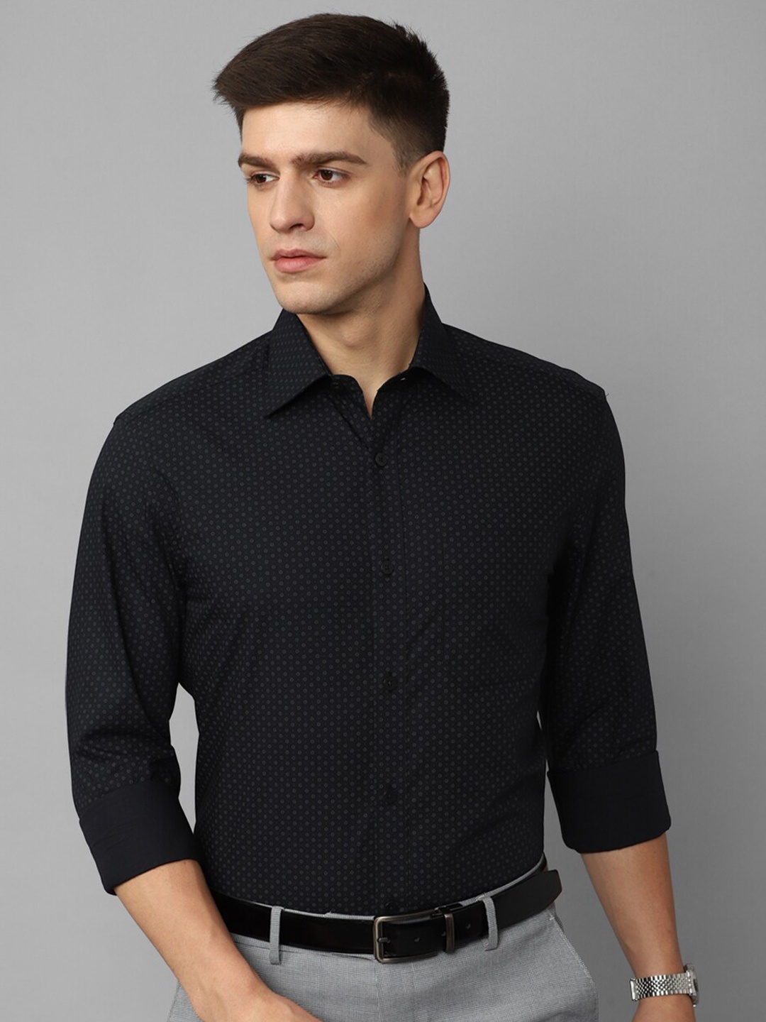 

Louis Philippe Printed Pure Cotton Formal Shirt, Black