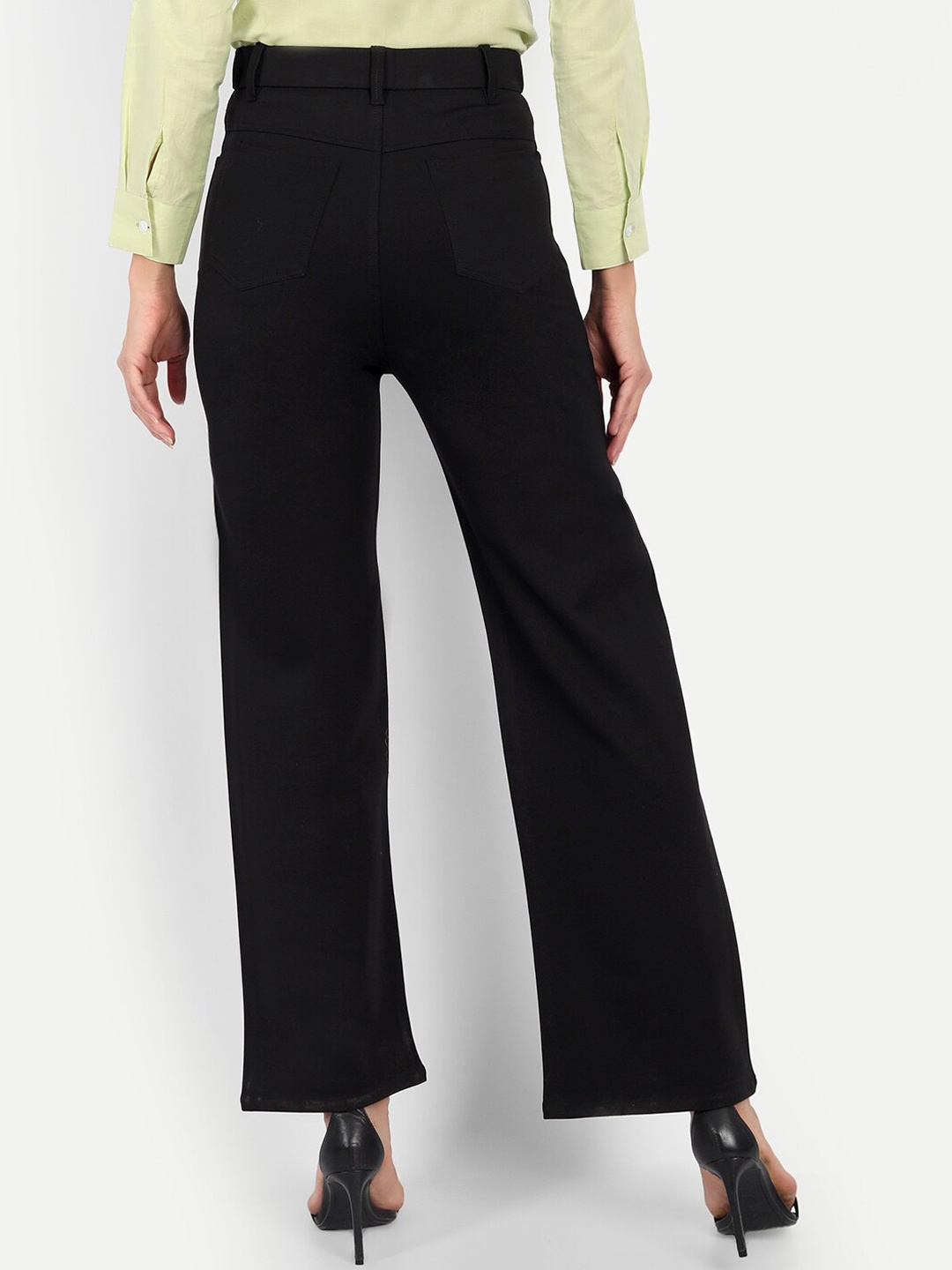 

BROADSTAR Women Smart Loose Fit High-Rise Easy Wash Trousers, Black