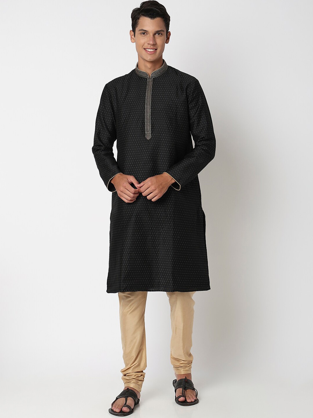 

Ethnicity Regular Straight Kurta With Churidar, Black