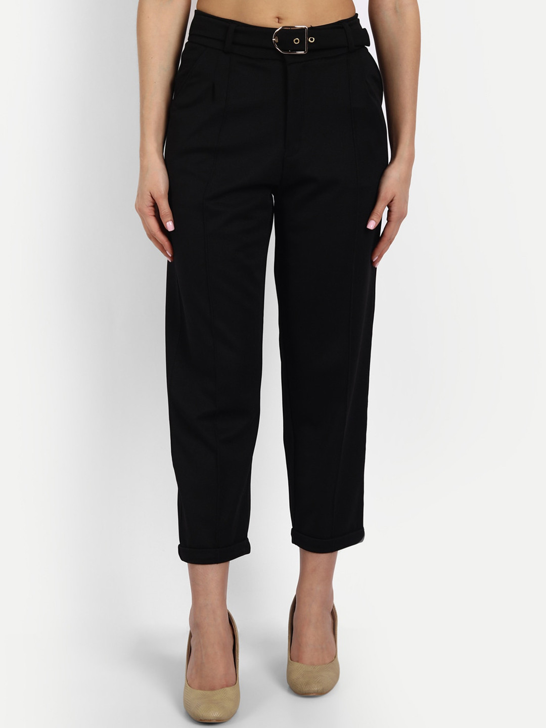 

Next One Women Smart Straight Fit High-Rise Easy Wash Culottes, Black