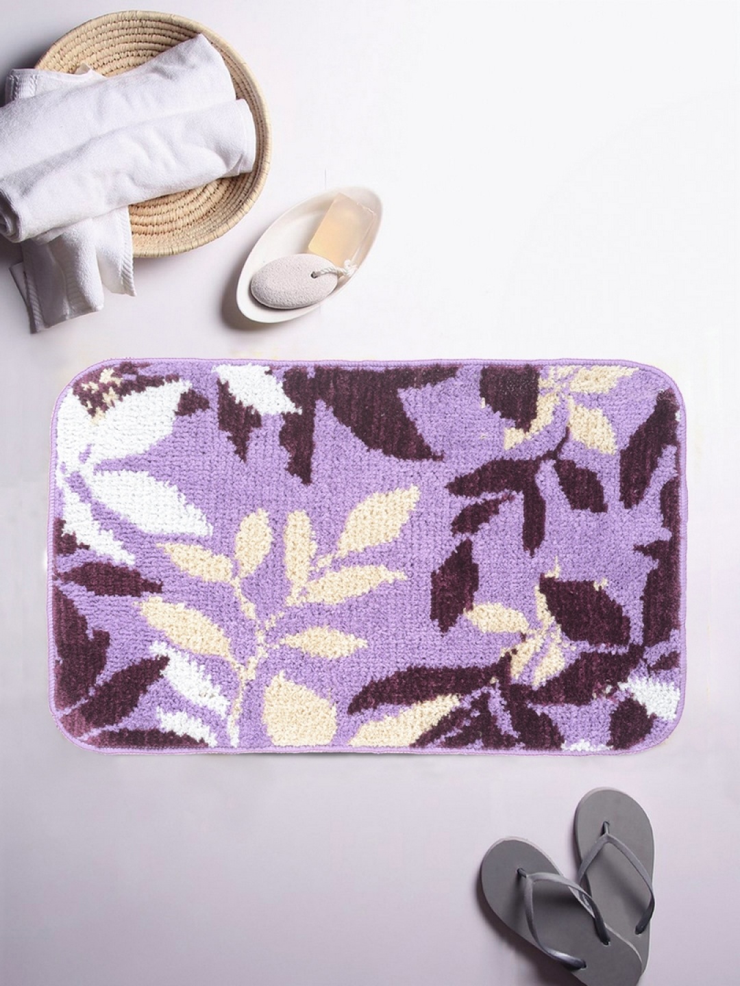 

ROMEE Purple Rectangular Patterned Bath Rug