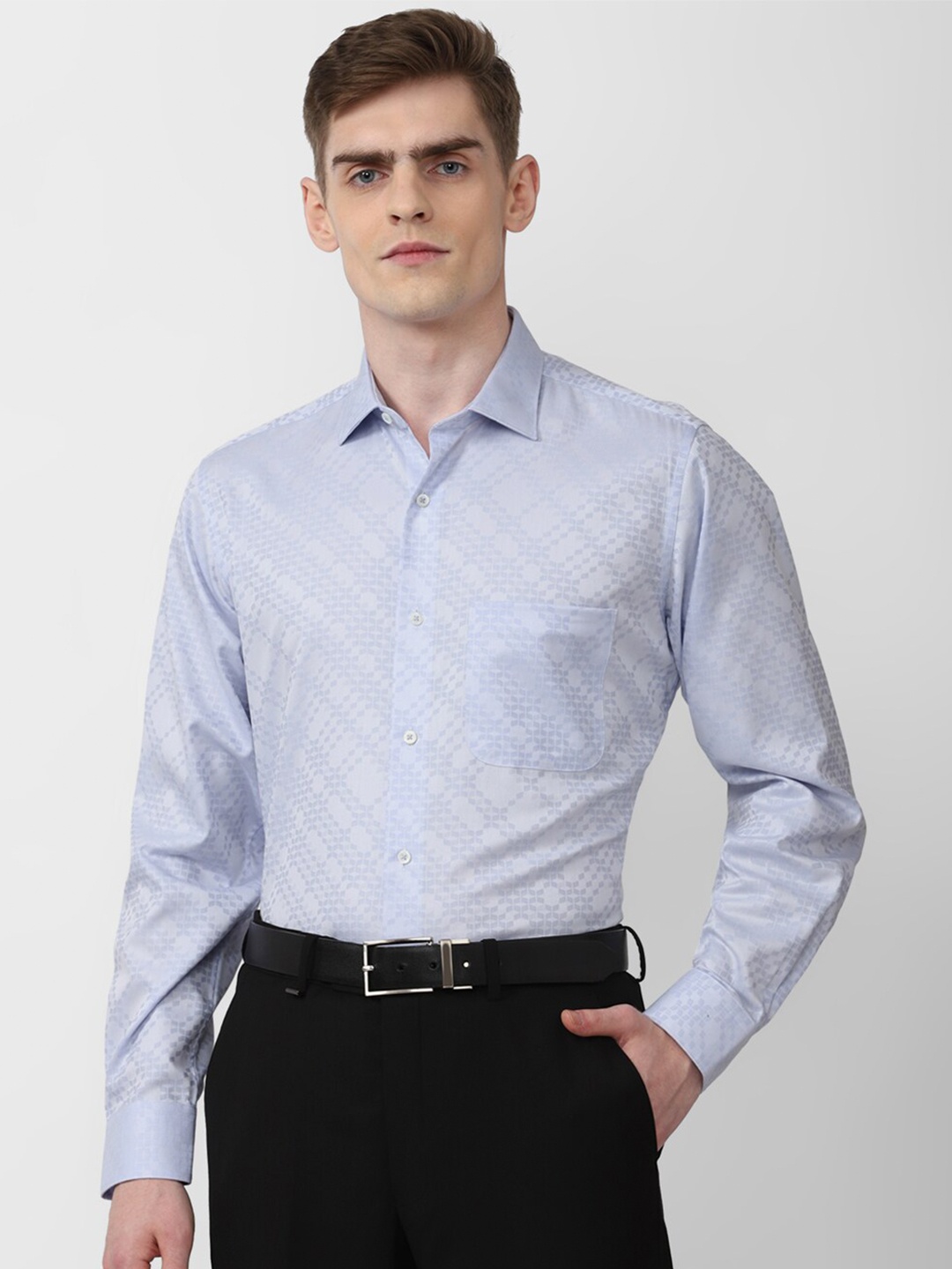 

Van Heusen World Wear Spread Collar Cotton Formal Shirt, Blue