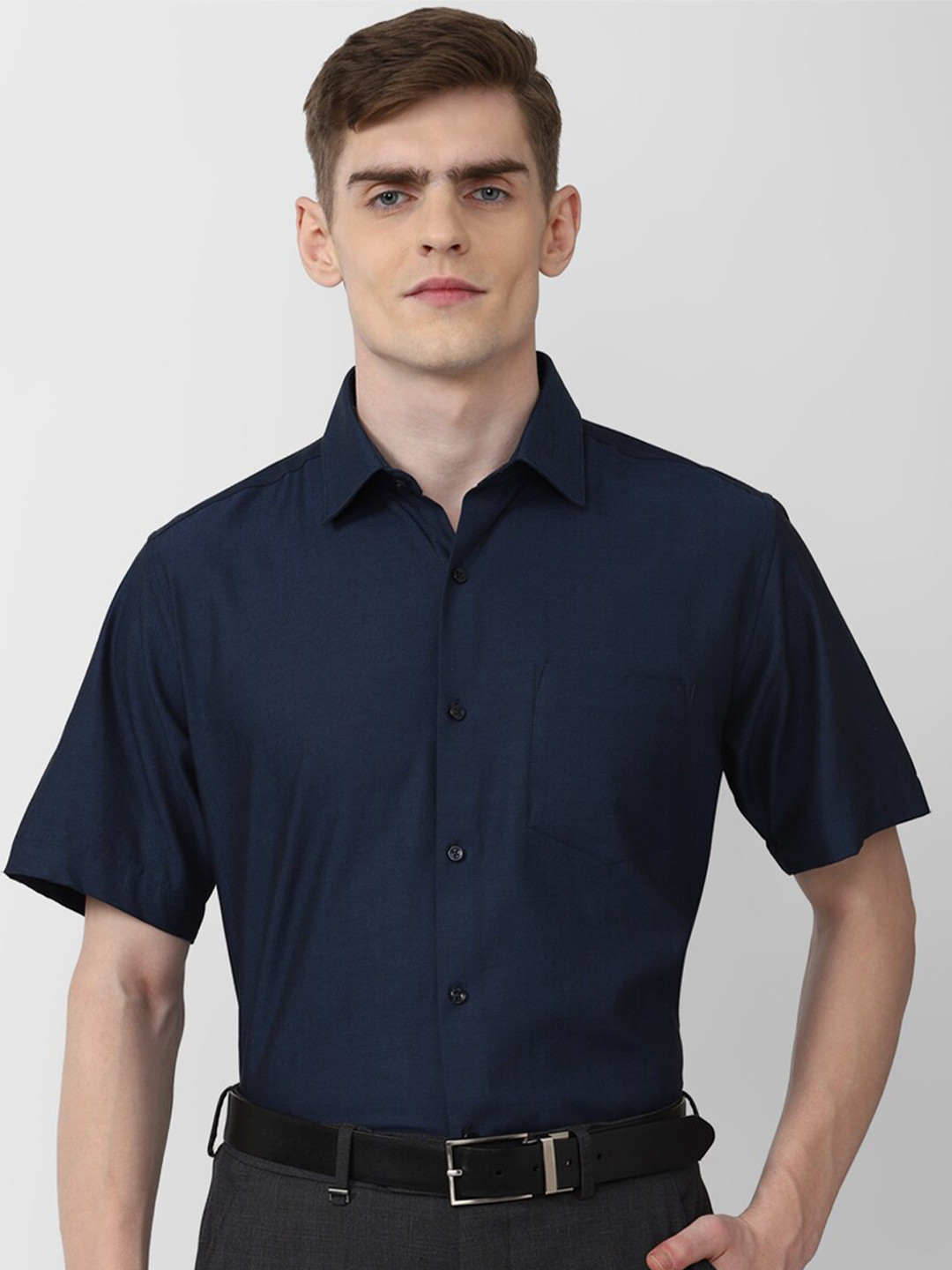 

Van Heusen Spread Collar Cotton Formal Shirt, Navy blue