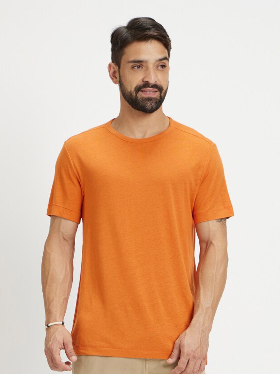 

Celio Round Neck Cotton T-shirt, Orange