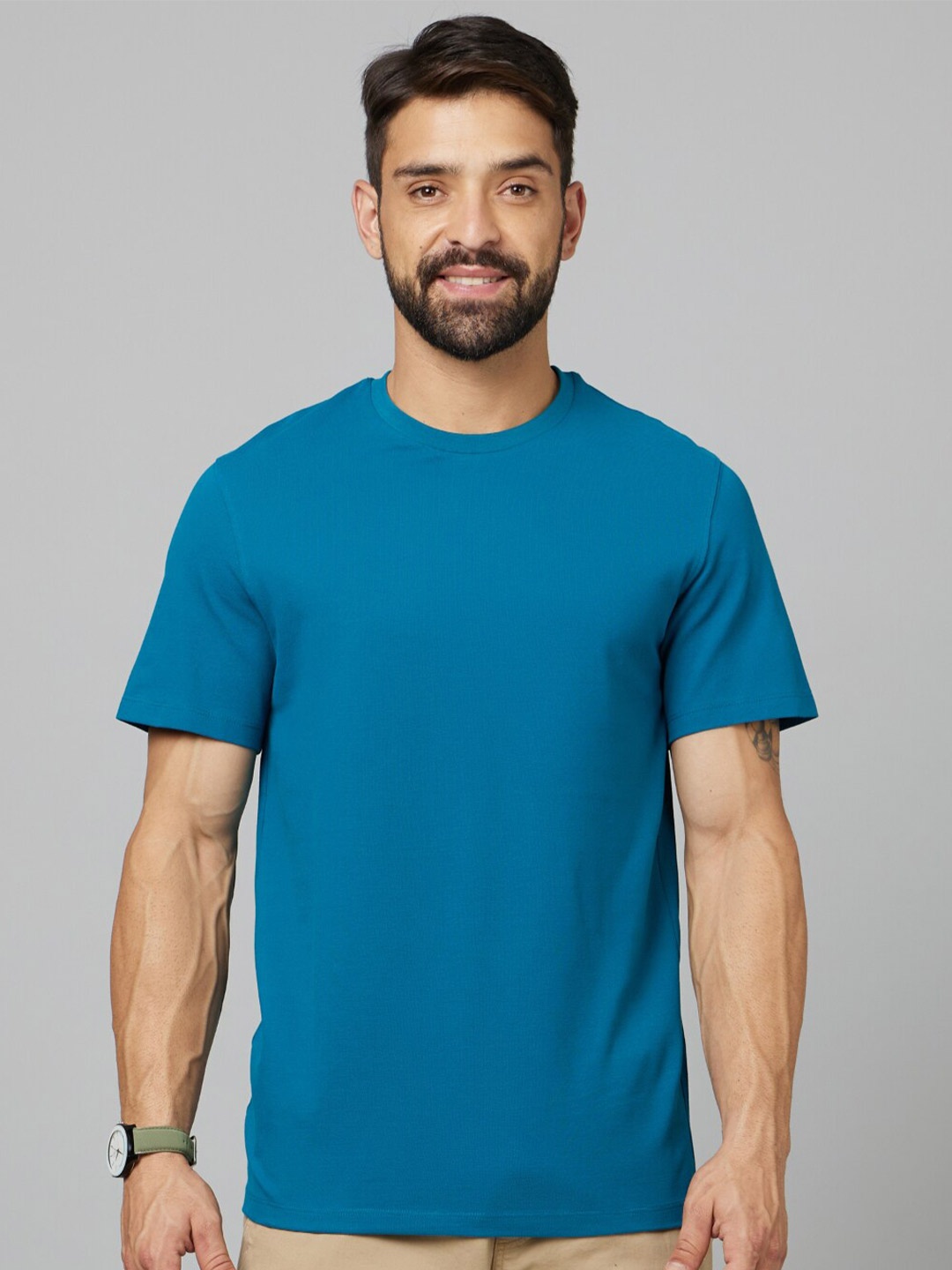 

Celio Regular Fit Round Neck Cotton T-shirt, Blue