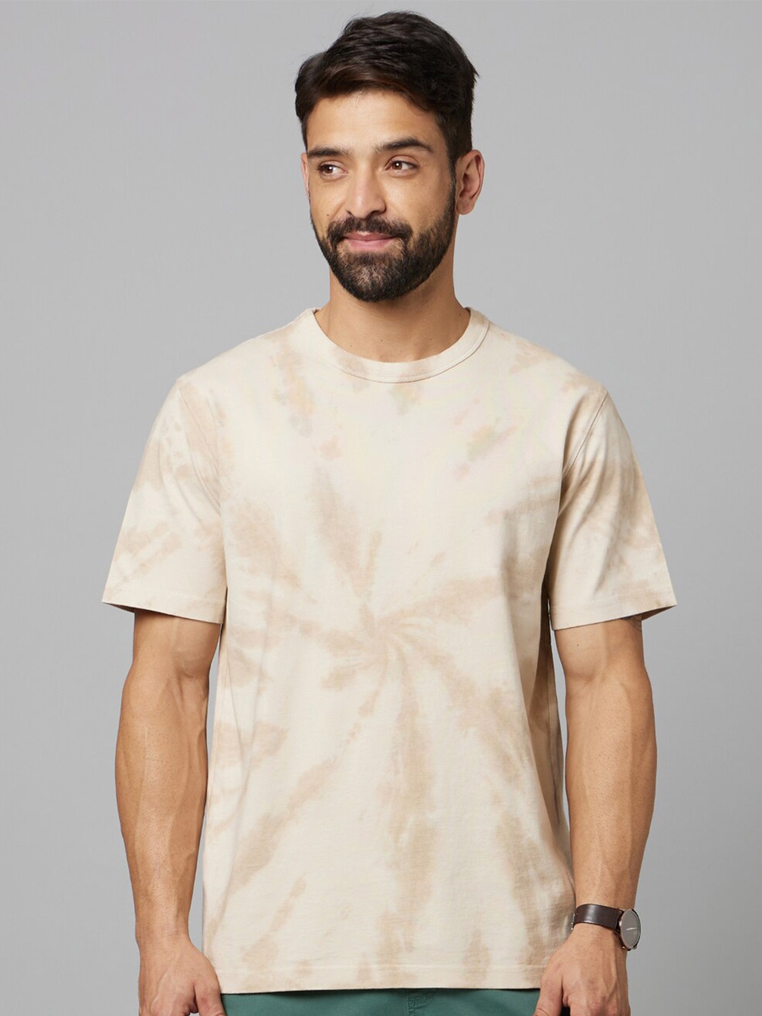 

Celio Tie & Dye Round Neck Cotton T-Shirt, Beige