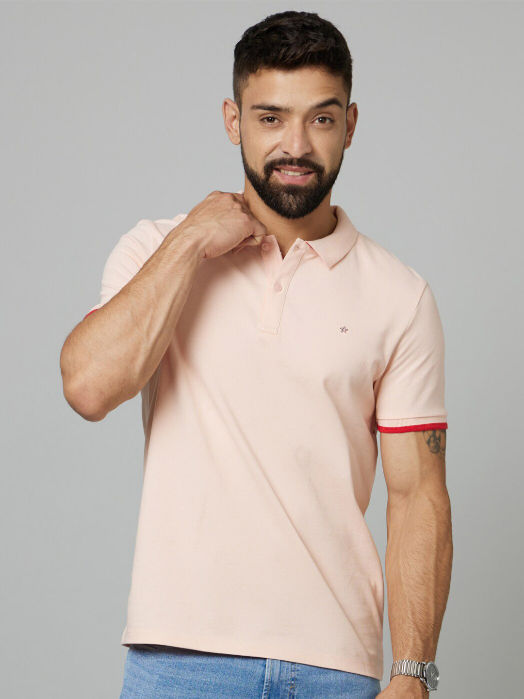 

Celio Polo Collar Cotton T-Shirt, Peach