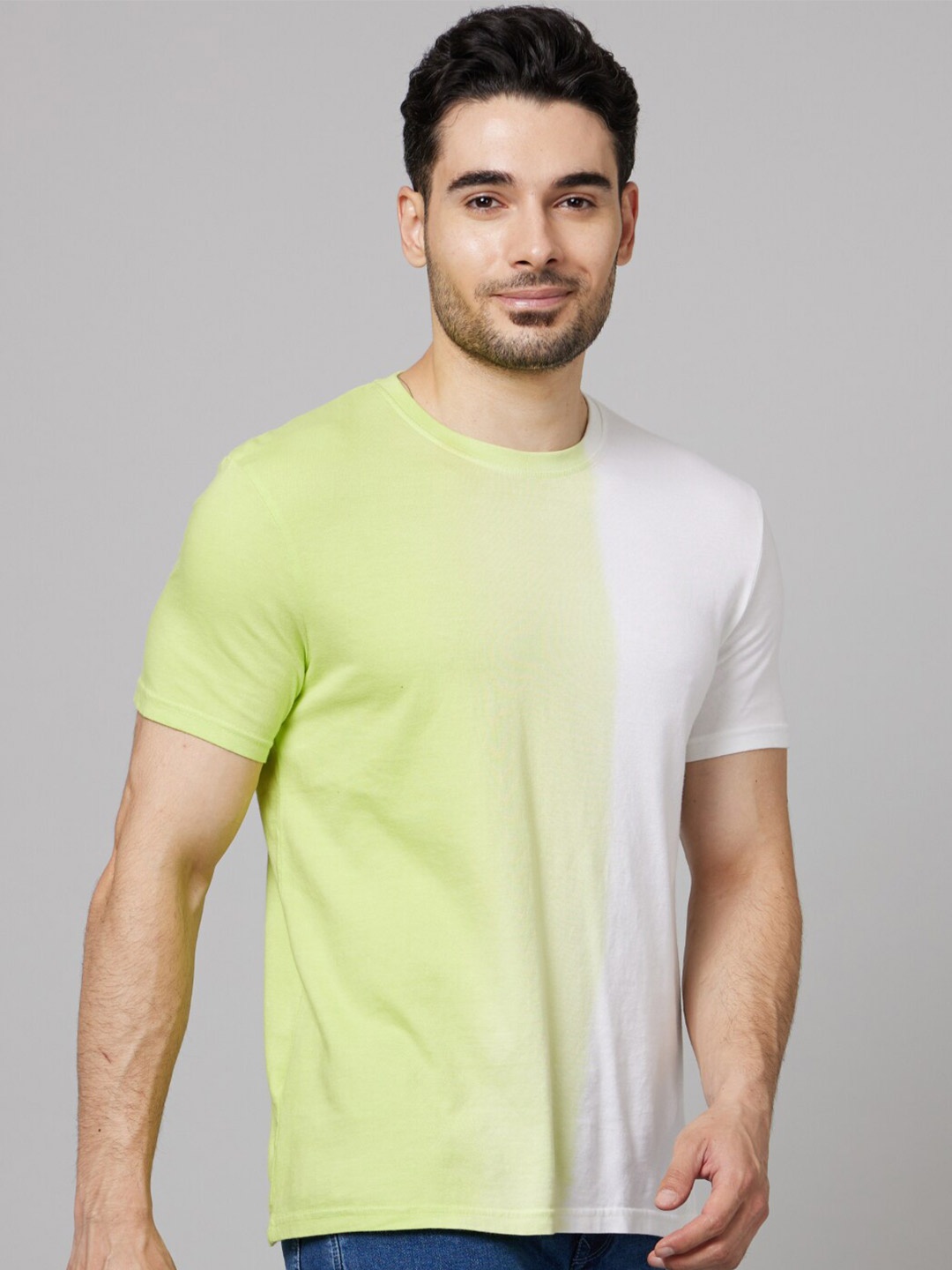 

Celio Colourblocked Cotton T-shirt, Green