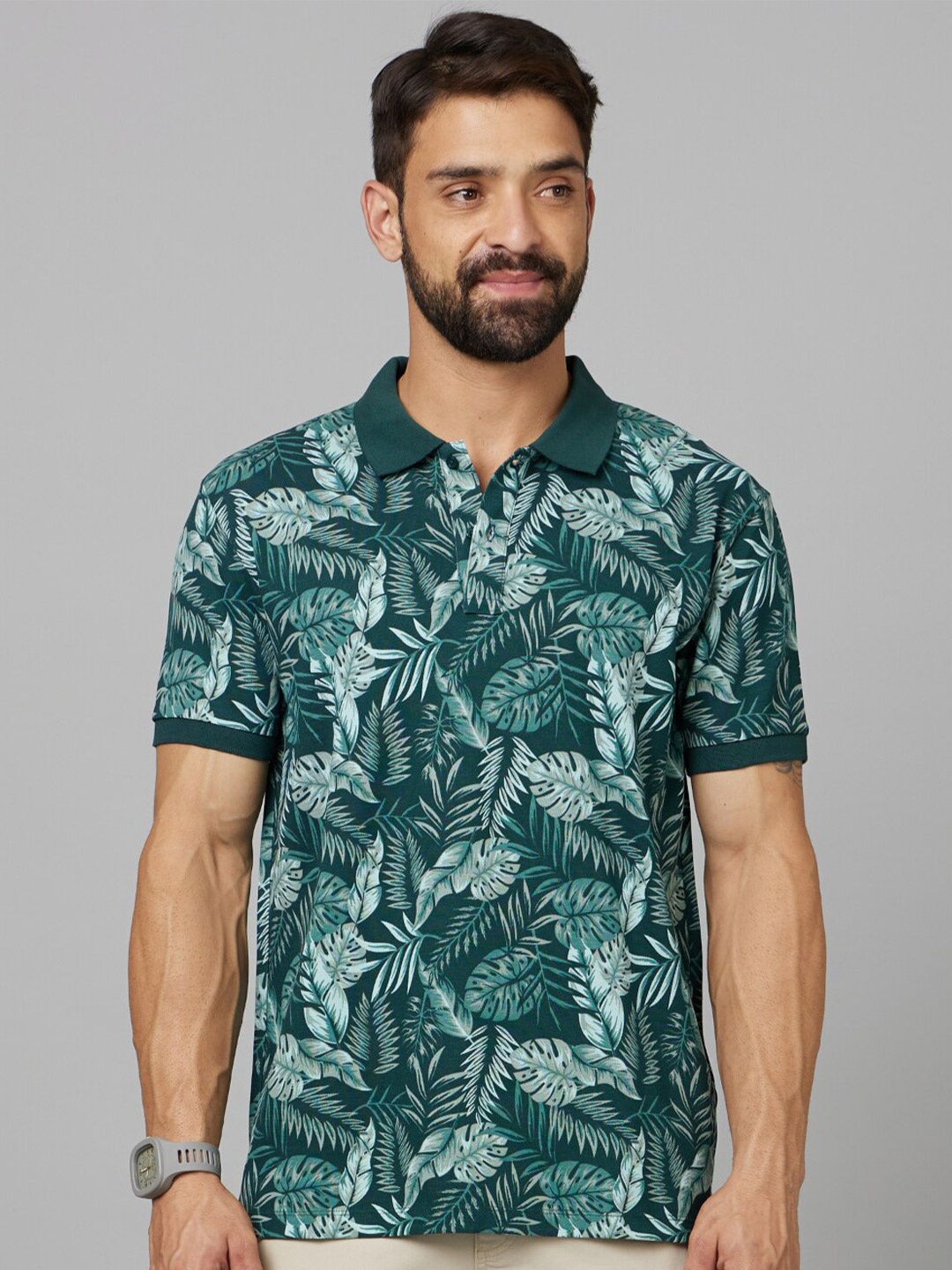 

Celio Polo Collar Printed T-shirt, Green