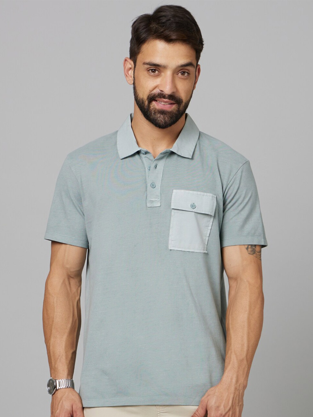 

Celio Polo Collar Cotton T-Shirt, Sea green