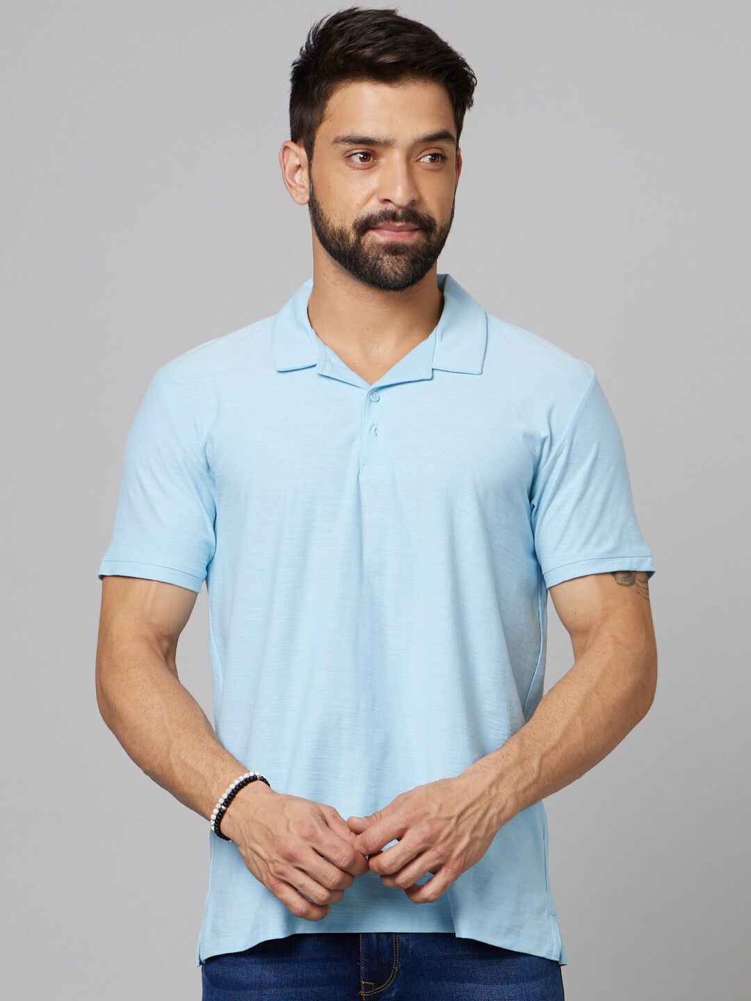 

Celio Pollo Collar Cotton T-shirt, Blue