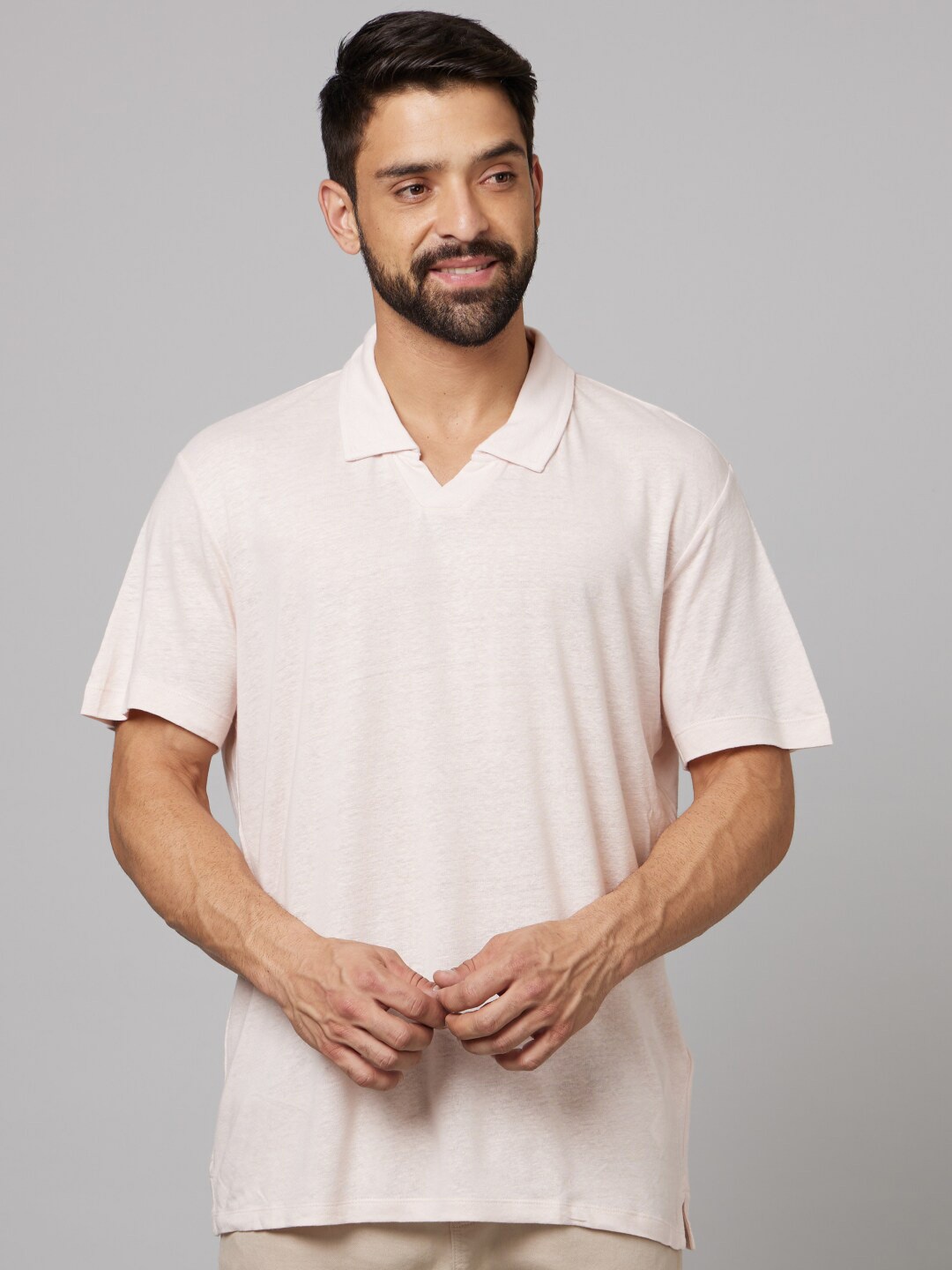 

Celio Polo Collar Cotton T-shirt, Beige