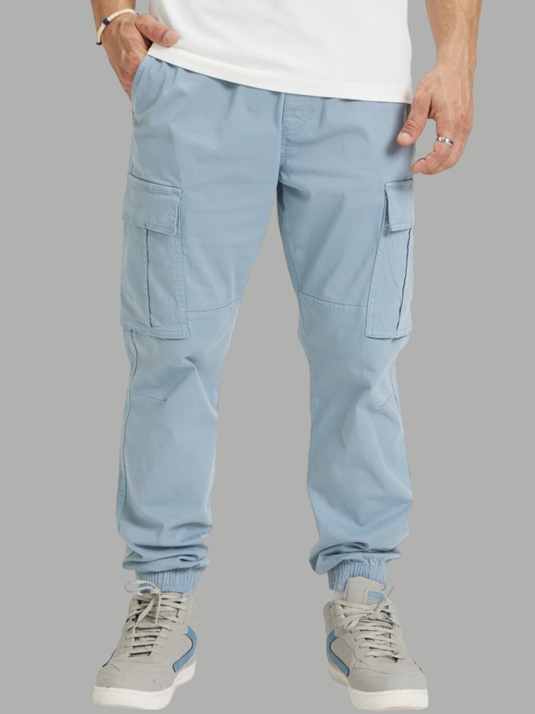 

Celio Men Cotton Mid-Rise Joggers, Blue