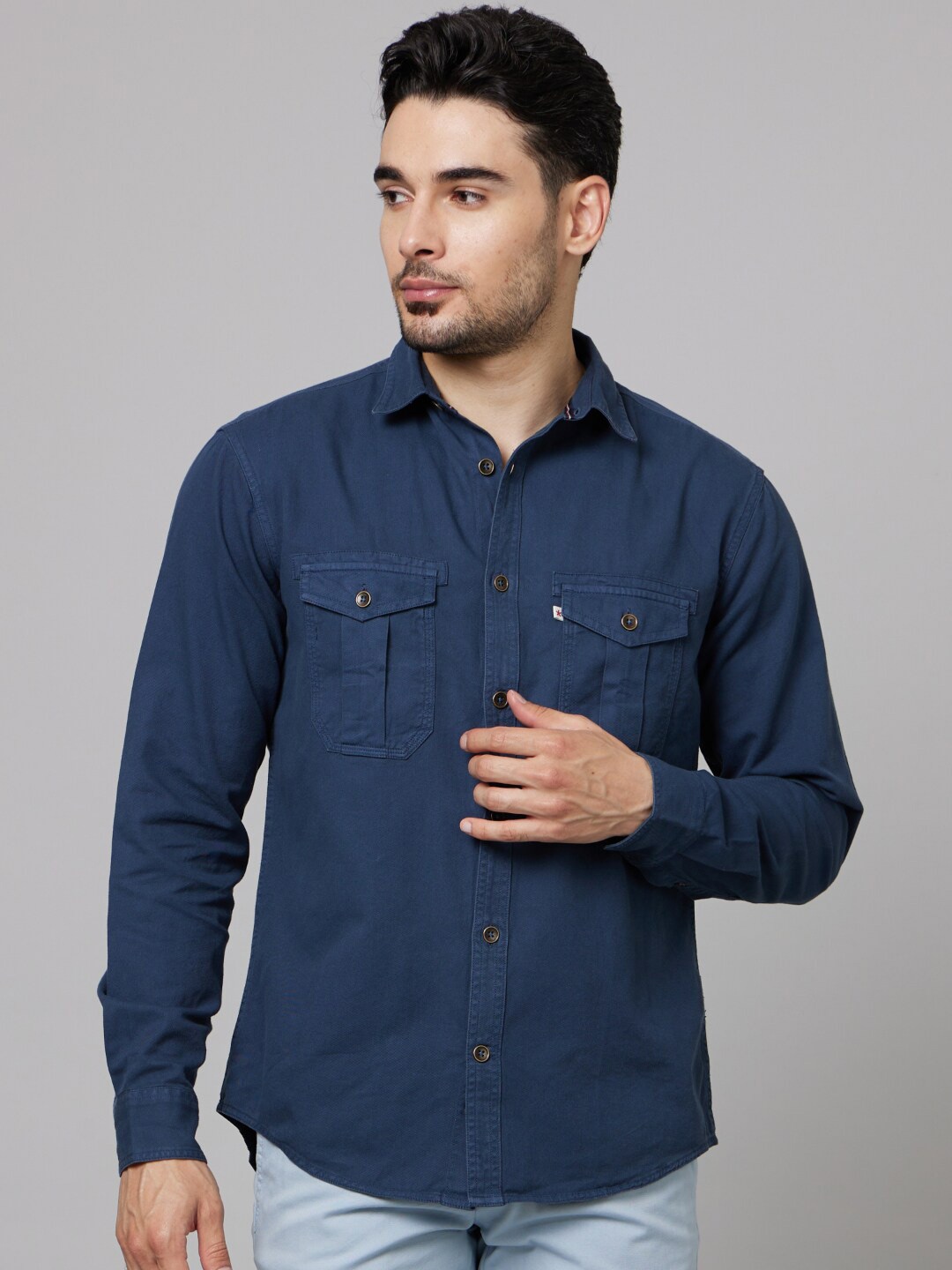 

Celio Straight Slim Fit Cotton Casual Shirt, Blue