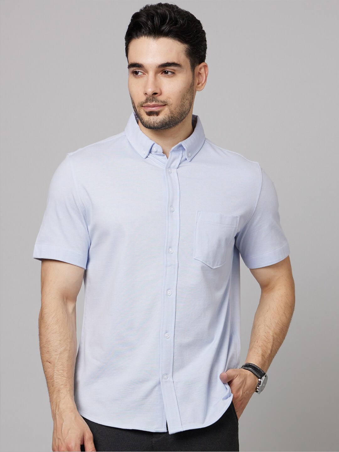

Celio Straight Slim Fit Cotton Casual Shirt, Blue