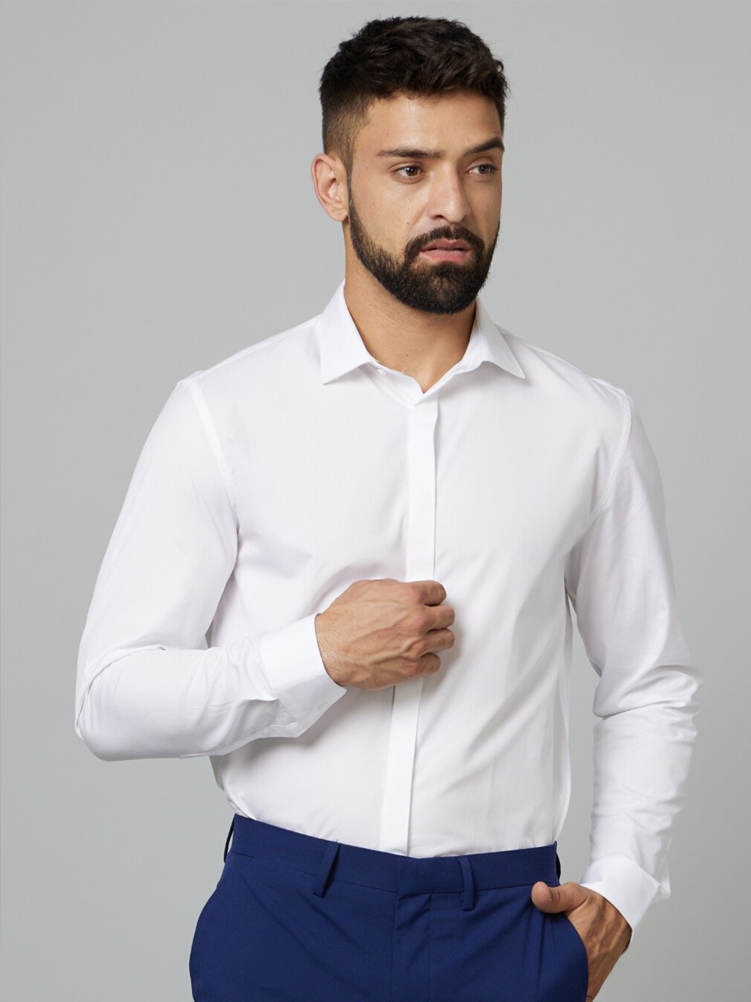 

Celio Classic Spread Collar Cotton Formal Shirt, White