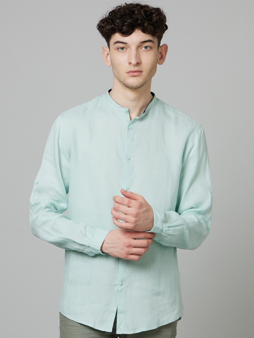 

Celio Straight Slim Fit Linen Casual Shirt, Green