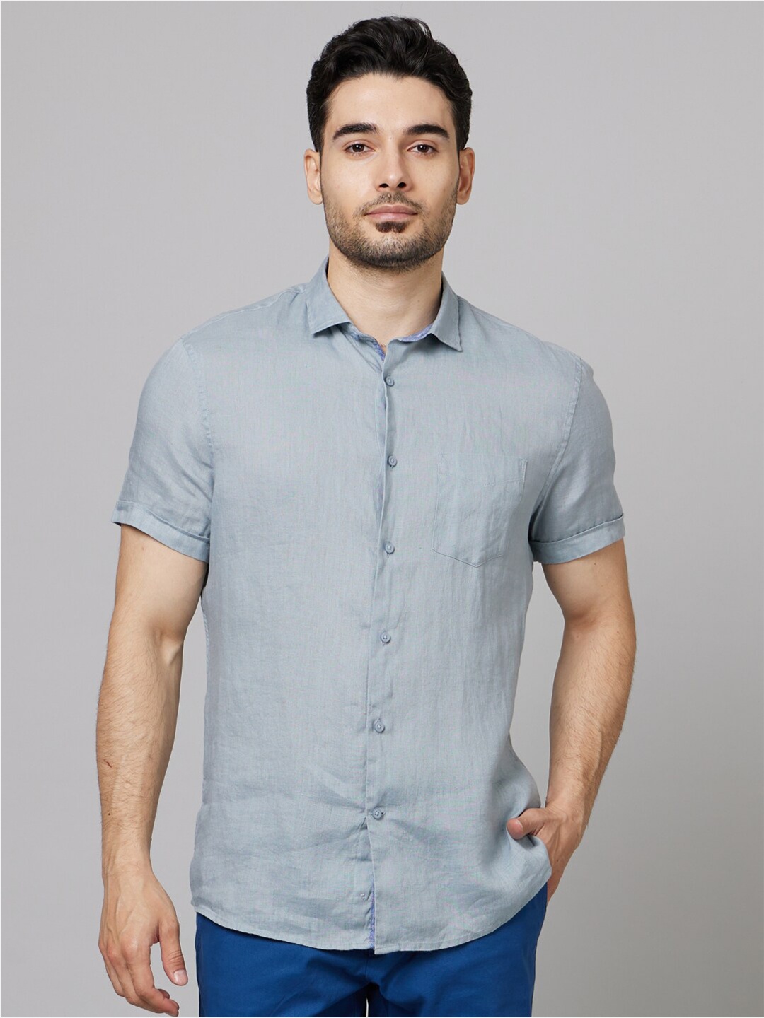 

Celio Classic Opaque Linen Casual Shirt, Blue