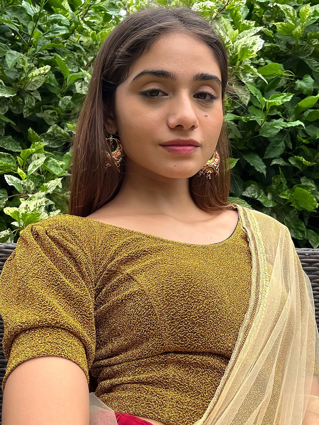 

Bindigasm's Advi Embellished Jacquard Zari Saree Blouse, Gold