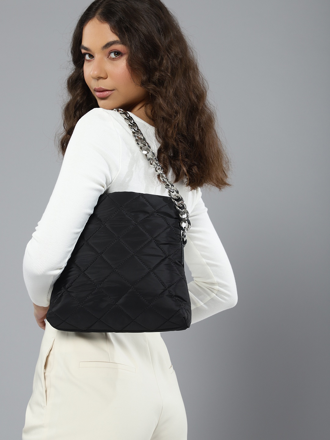 

Mast & Harbour Quilted Handheld Bag, Black