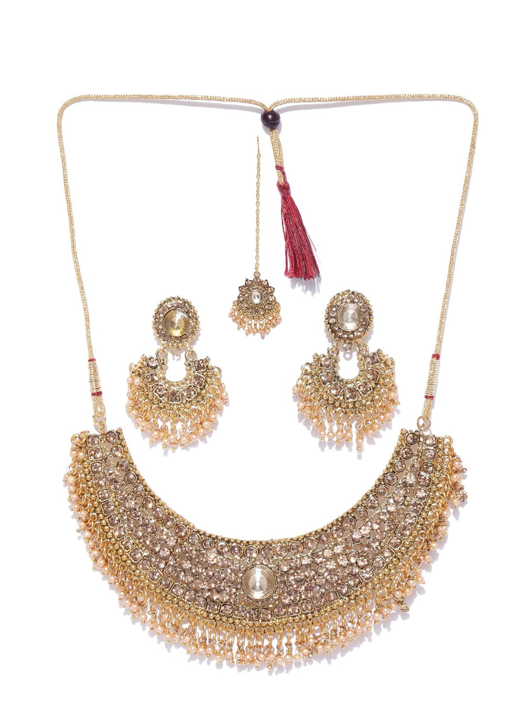

Anouk Gold Plated Stone-Studded Beaded Jewellery Set
