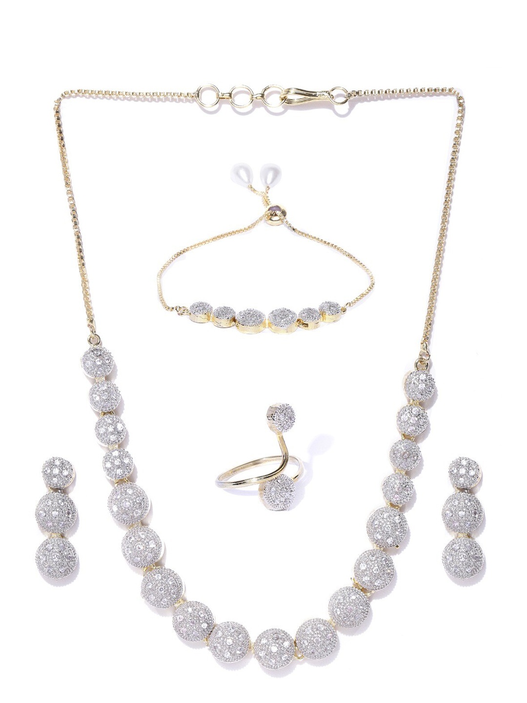 

Anouk Gold-Plated White AD-Studded Necklace & Earrings