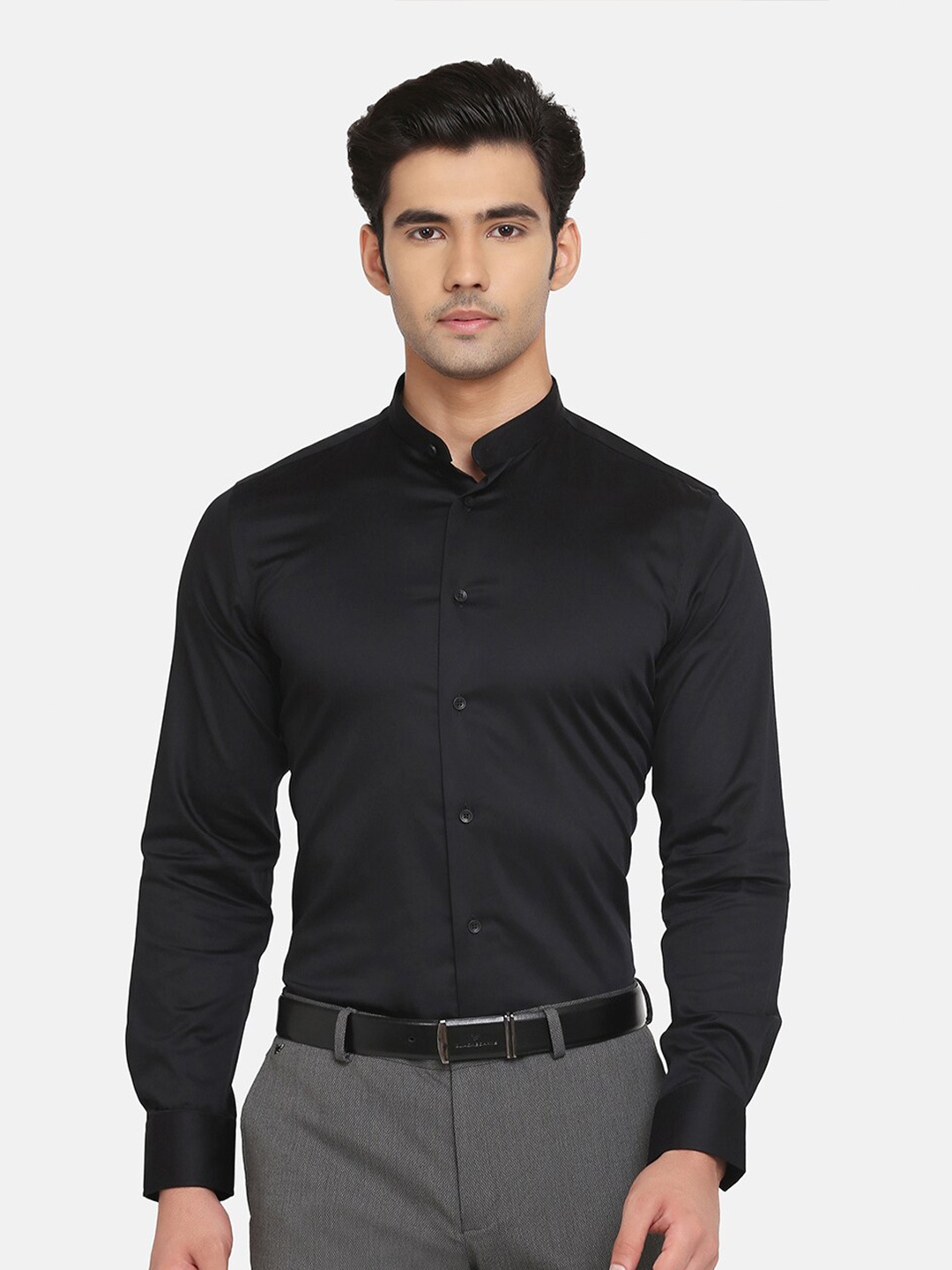 

Blackberrys Slim Fit Mandarin Collar Formal Shirt, Black