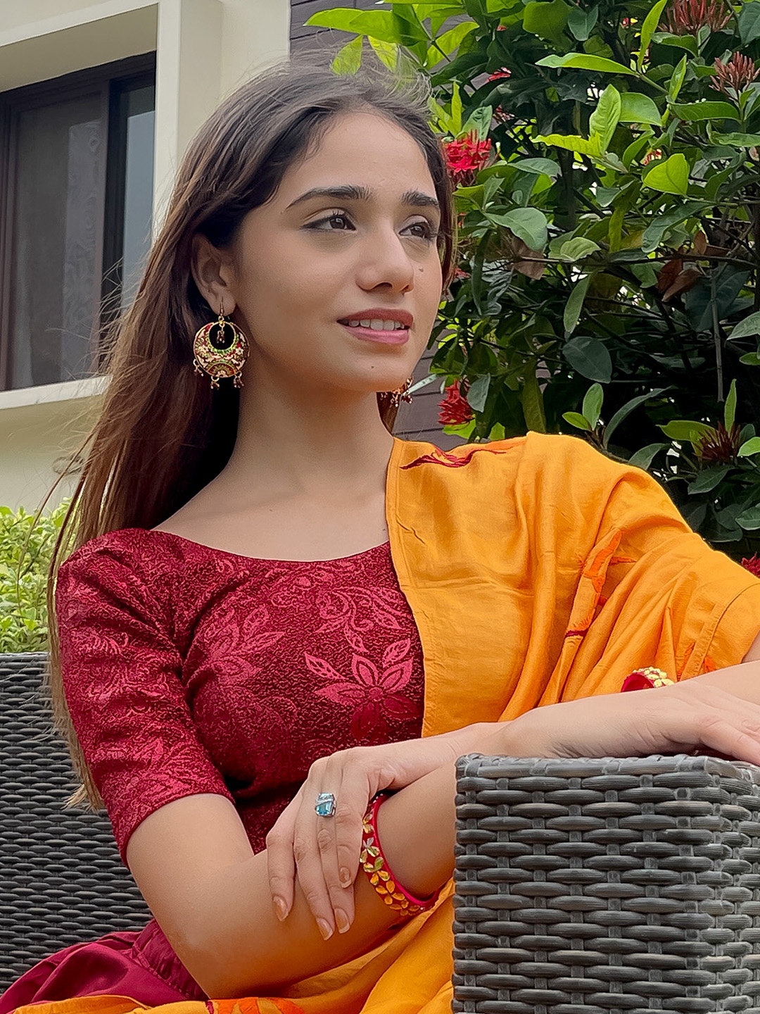 

Bindigasm's Advi Self-Design Stretchable Saree Blouse, Red