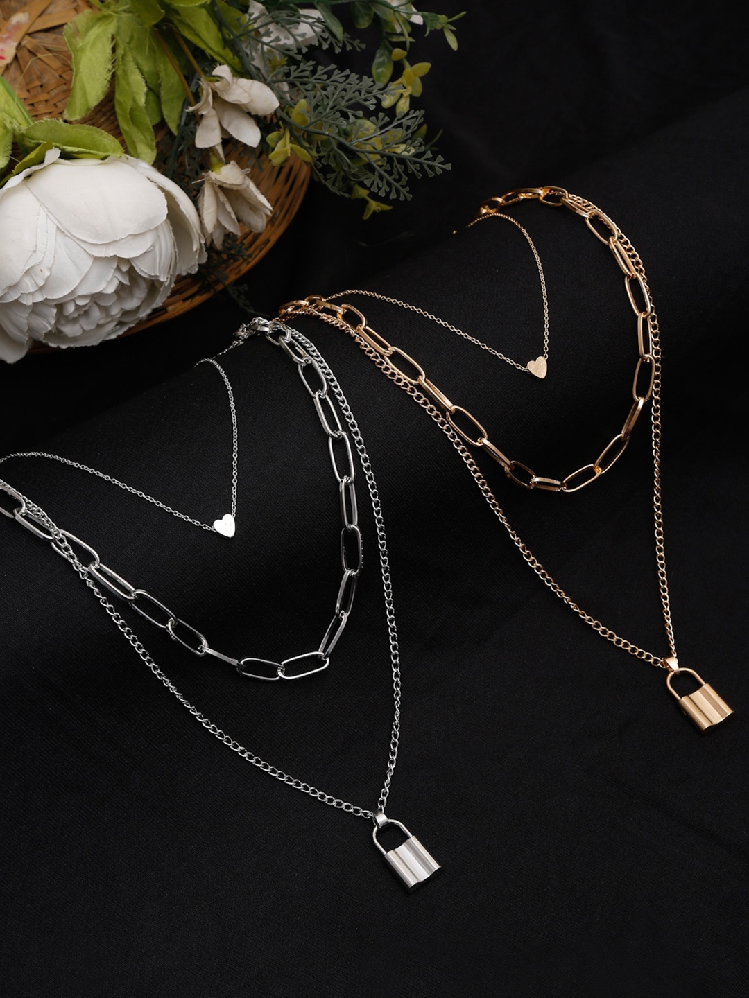 

DressBerry Set of 2 Gold-Plated & Silver-Plated Minimal Layered Necklaces