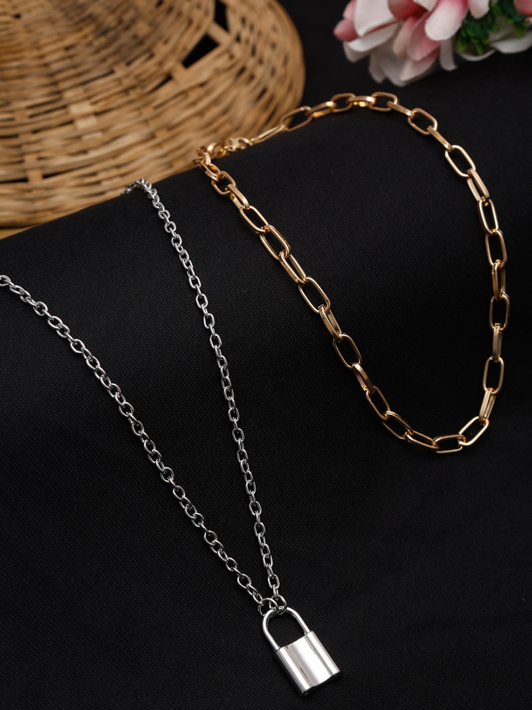 

DressBerry Set Of 2 Gold-Plated Gold-Toned & Silver-Toned Chain