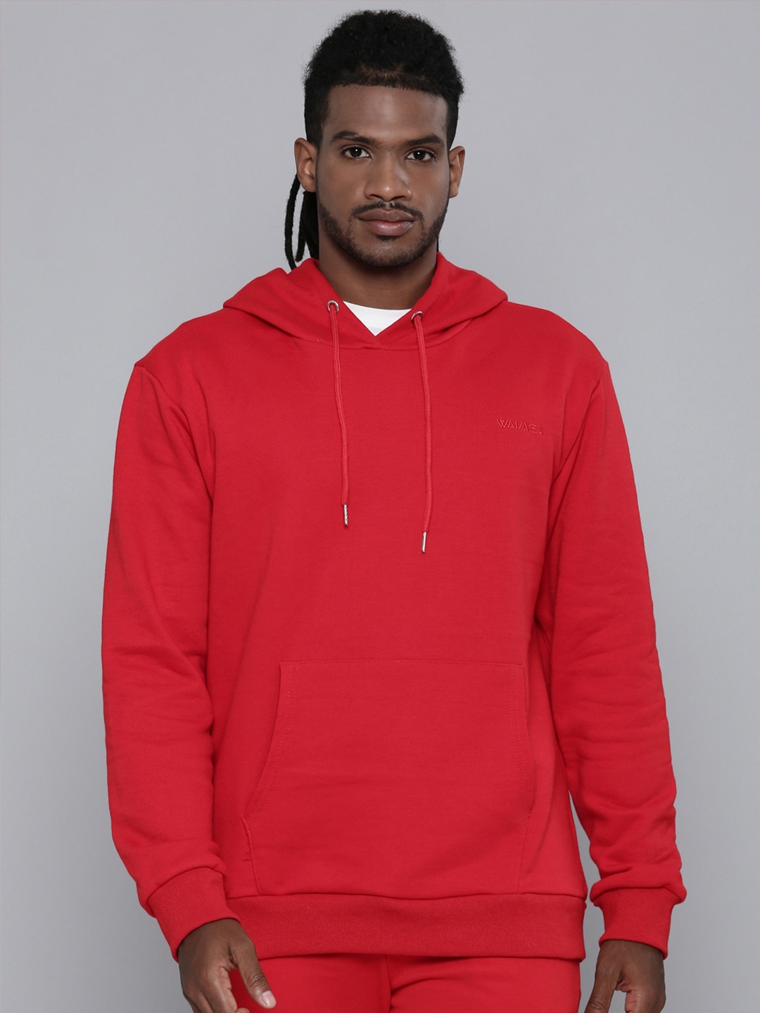 

WAIMEA Hooded Neck Long Sleeves Sweatshirt, Red