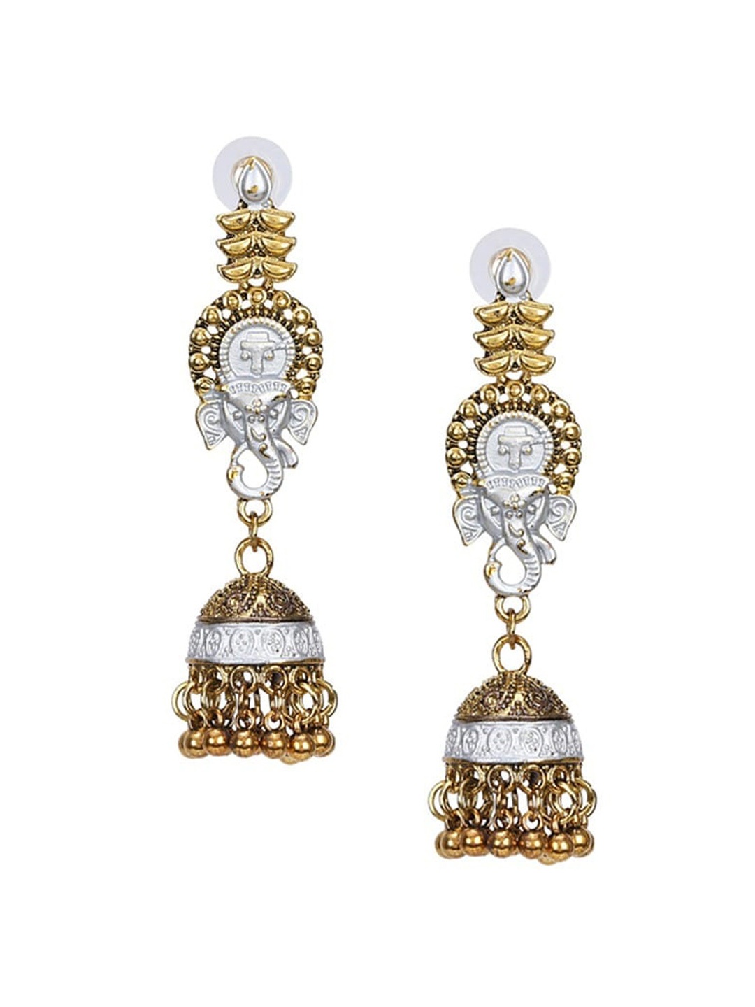 

Sangria Intricate Textured Jhumka Earrings, Silver