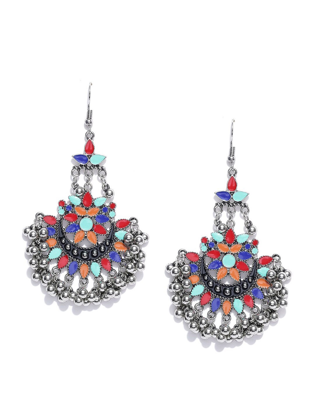 

Sangria Silver-Plated Stone Studded Crescent Shaped Chandbalis Earrings