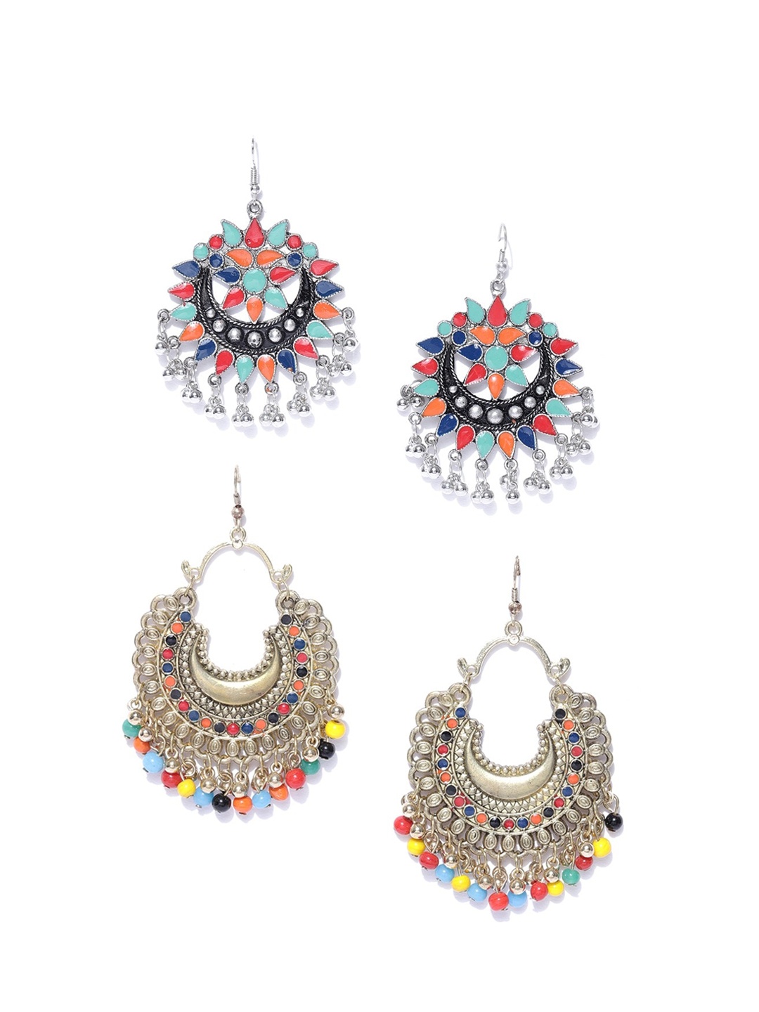 

Sangria Set of 2 Gold-Plated Crescent Shaped Chandbalis Earrings