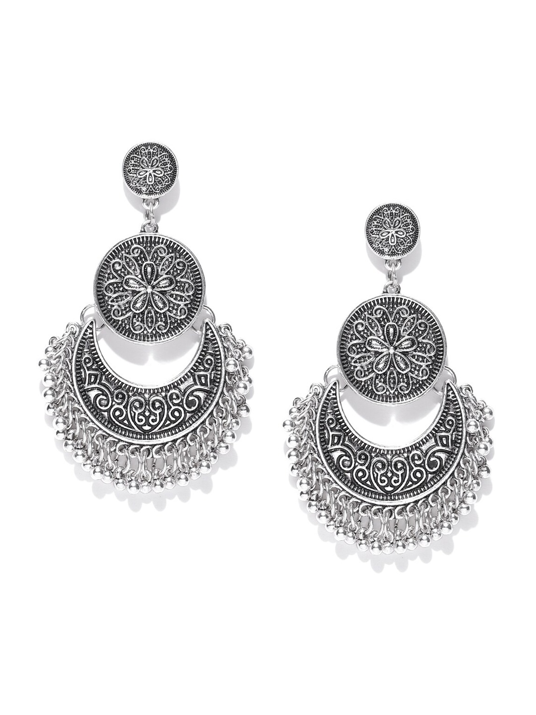 

Sangria Silver-Plated Contemporary Chandbalis Earrings