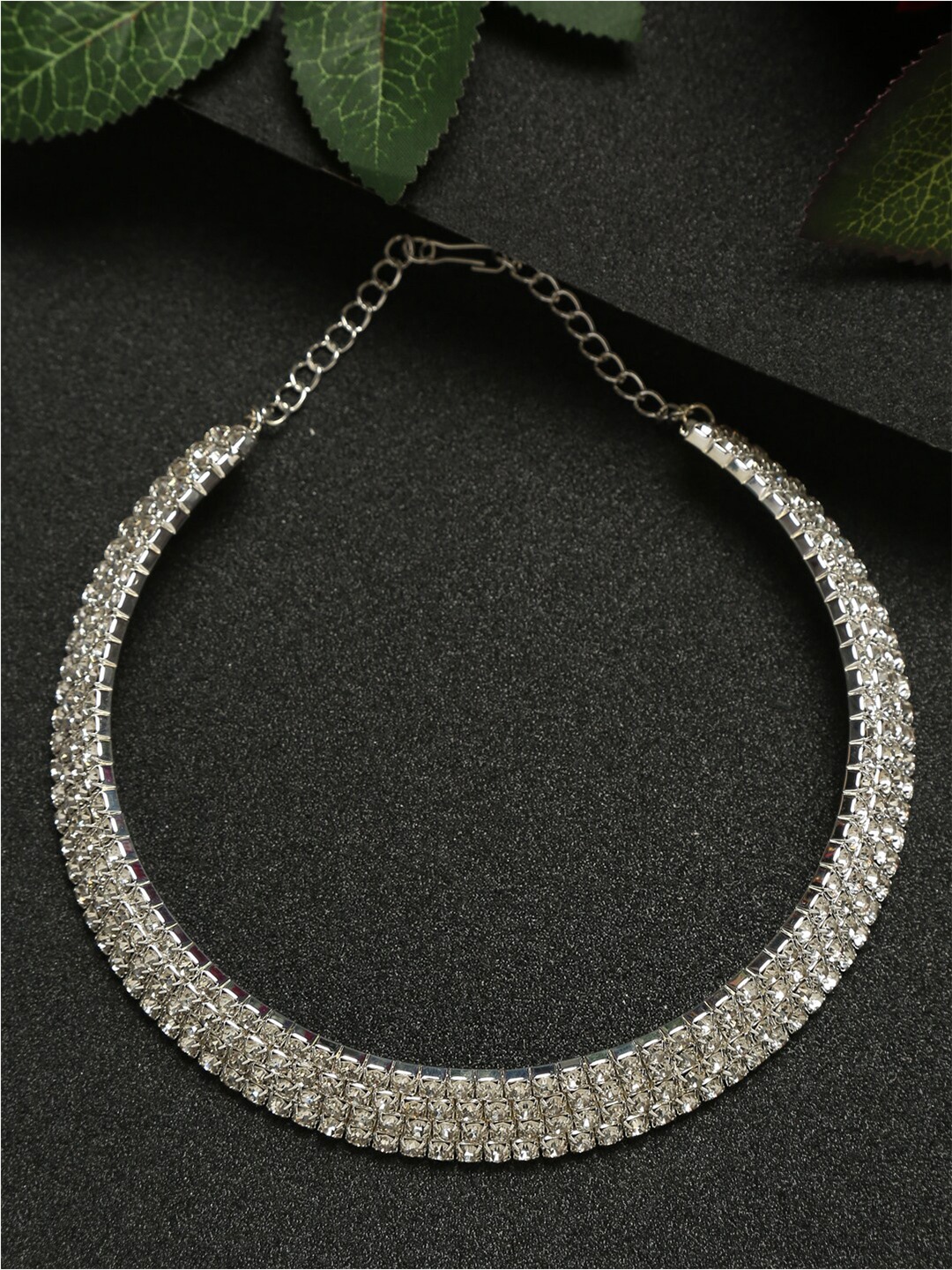 

Sangria Silver-Plated Stone-Studded Necklace